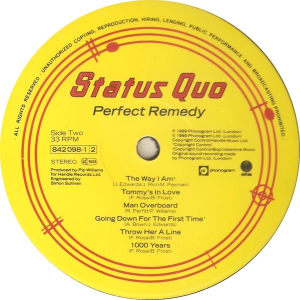 Что означает статус кво. Status Quo perfect Remedy 1989. Статус кво пластинки. Status Quo perfect Remedy. Status Quo Quo 1974.