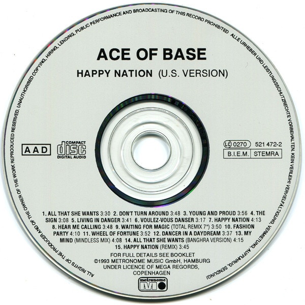 Happy nation год. Ace of Base Happy Nation обложка. Ace of Base Happy Nation u.s. Version. Happy Nation Ace of Base год выпуска. Happy Nation Ace of Base какой год.